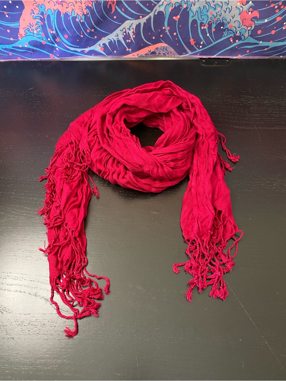 Women’s Red Fringed Lightweight Scarf